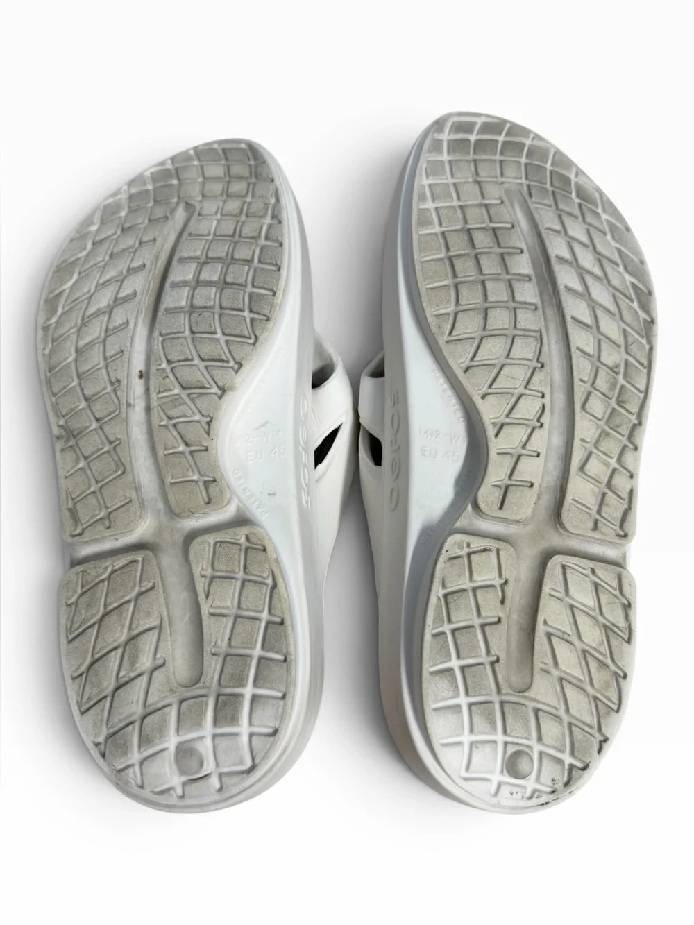 OOFOS OOriginal White Recovery Thong Sandals Cushion Comfort Mens 12 EU 45